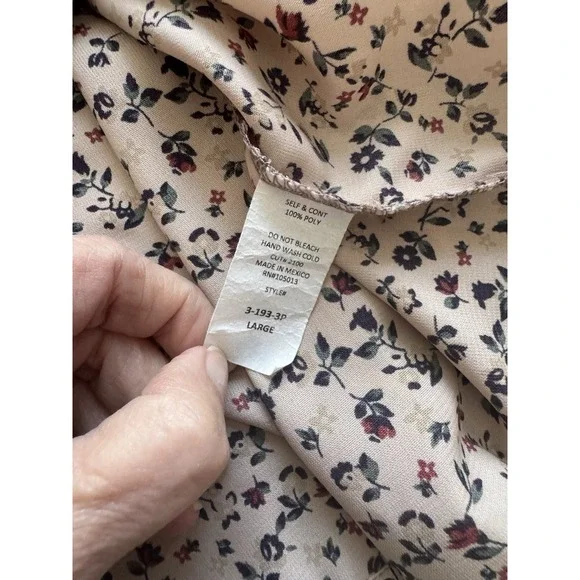 Andrée‎ by Unit Floral Long Sleeve Blouse Womens Sz L Peasant Boho Romantic - Picture 6 of 8